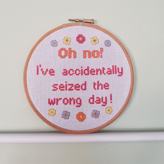 Oh no, I've seized the wrong day! Completed cross stitch home decor
