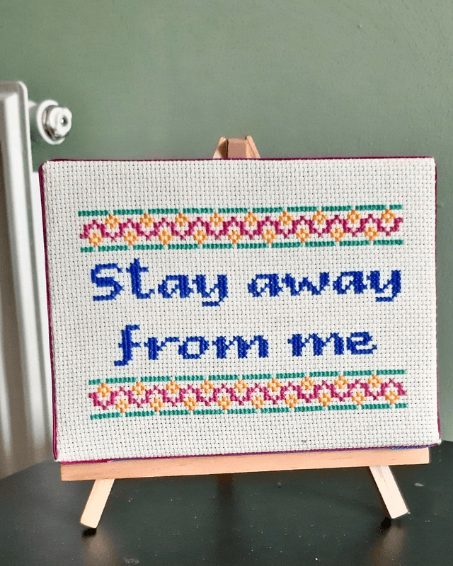Stay away from me, completed cross stitch home decor gift