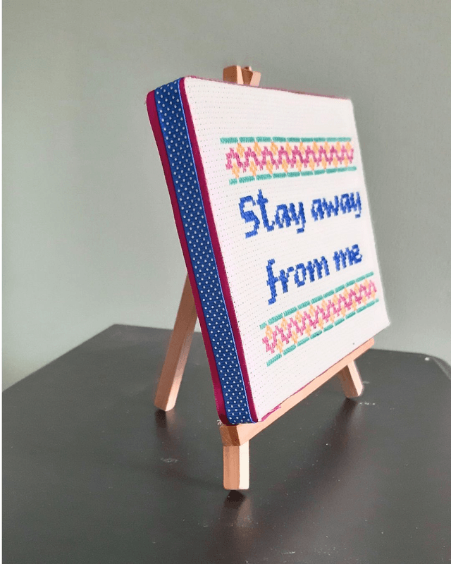 Stay away from me, completed cross stitch home decor gift