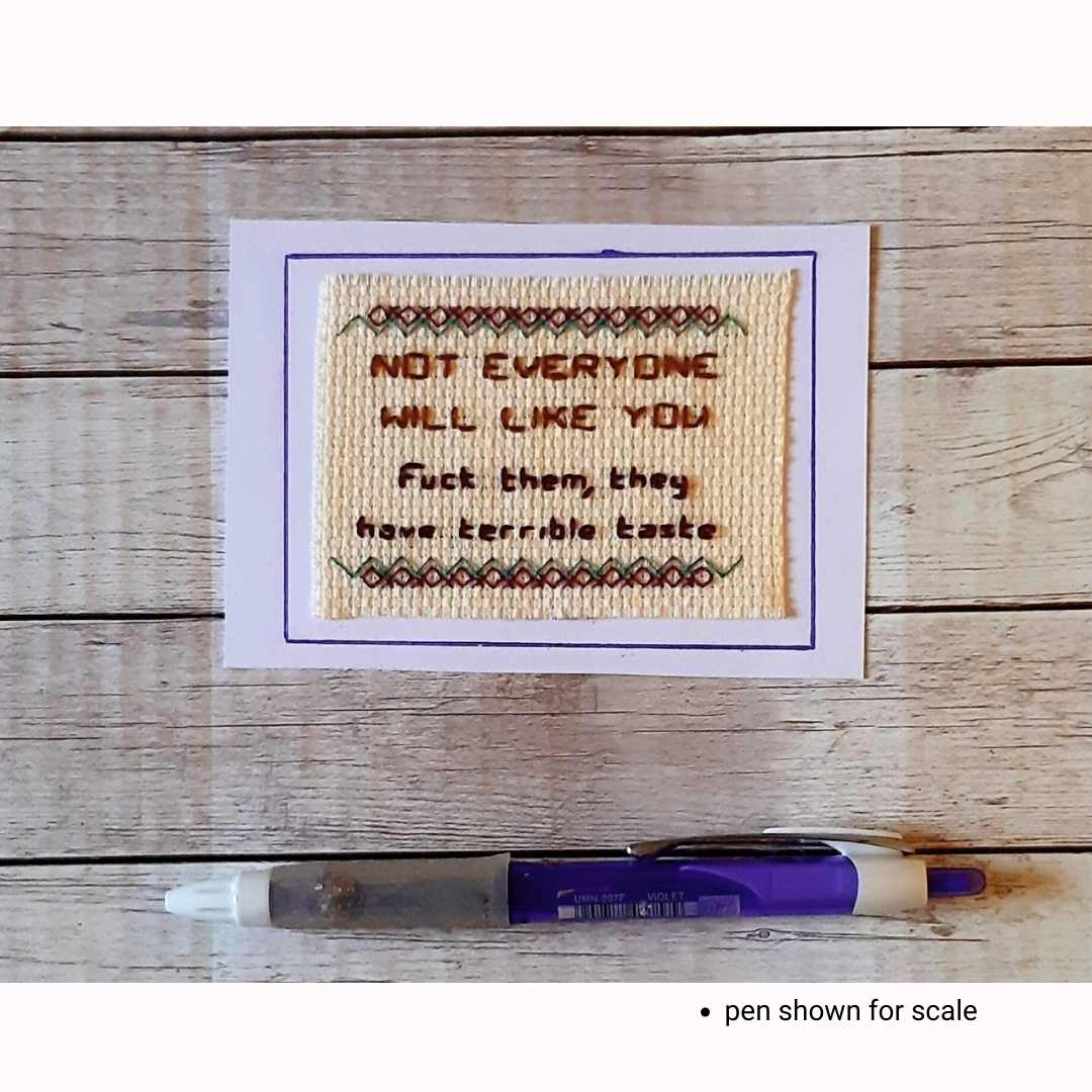 Not everyone will like you, completed cross stitch