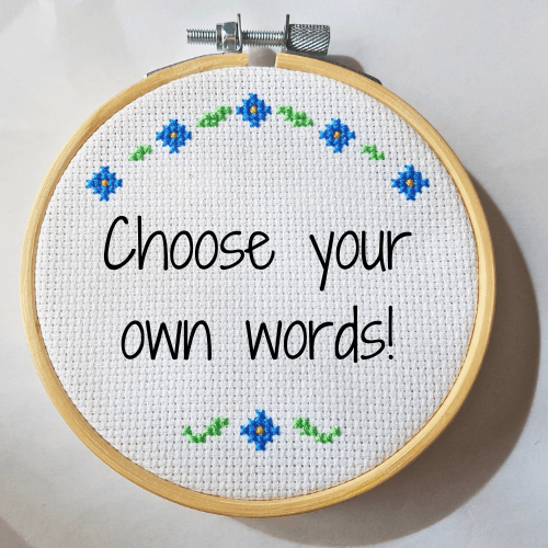 Custom completed cross stitch quote, choose your own words - Thistleflat Crafts