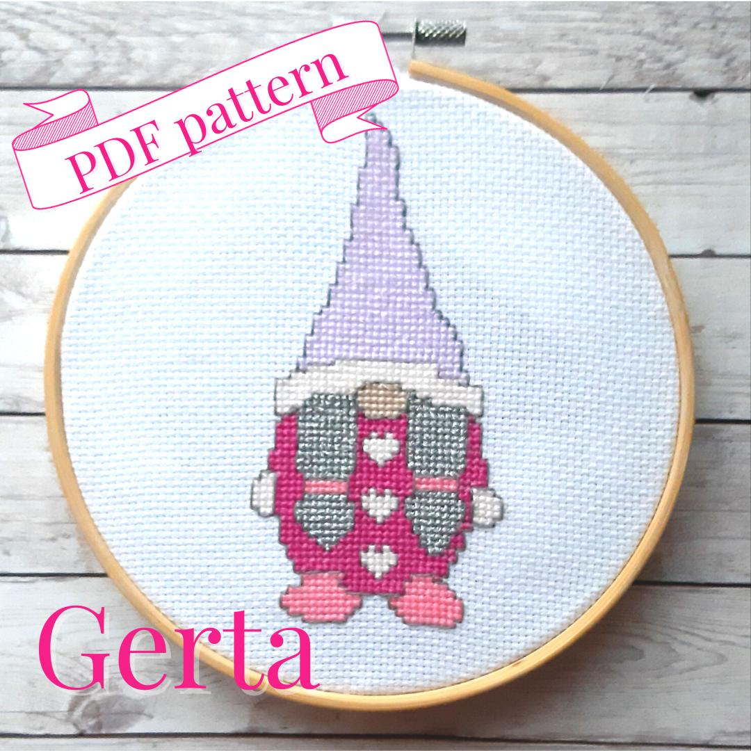 Gerta gonk cross stitch pattern - Thistleflat Crafts