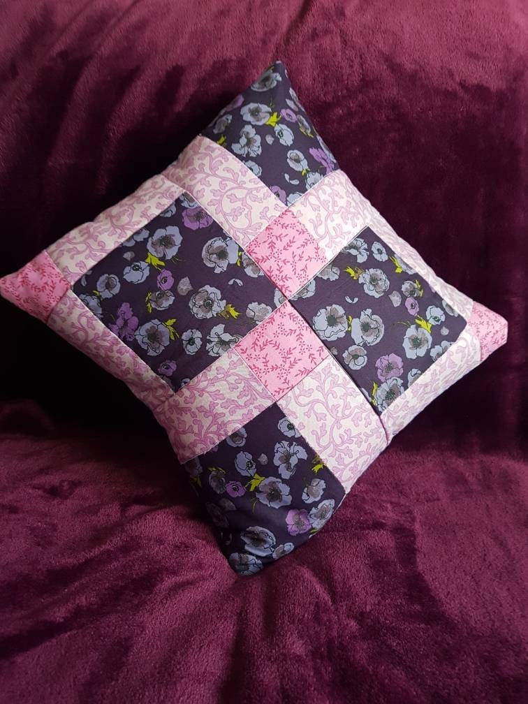 Handmade patchwork cushion cover - Thistleflat Crafts
