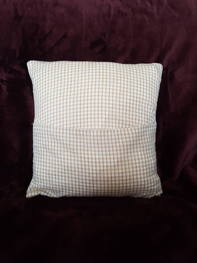 Handmade blue and gold patchwork cushion cover