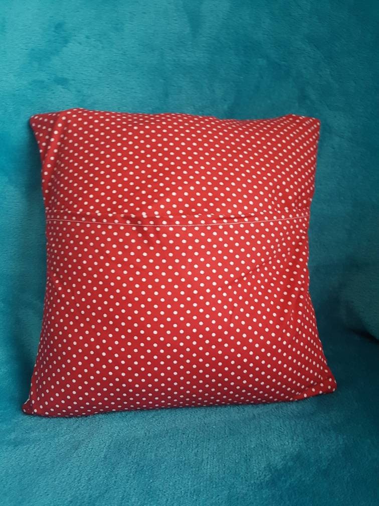 Handmade black and red patchwork cushion cover