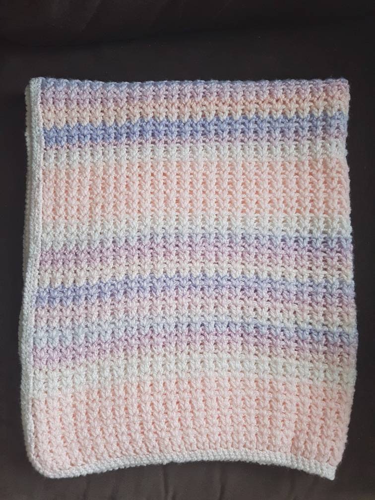 Handmade crochet baby blanket, gender neutral - Thistleflat Crafts