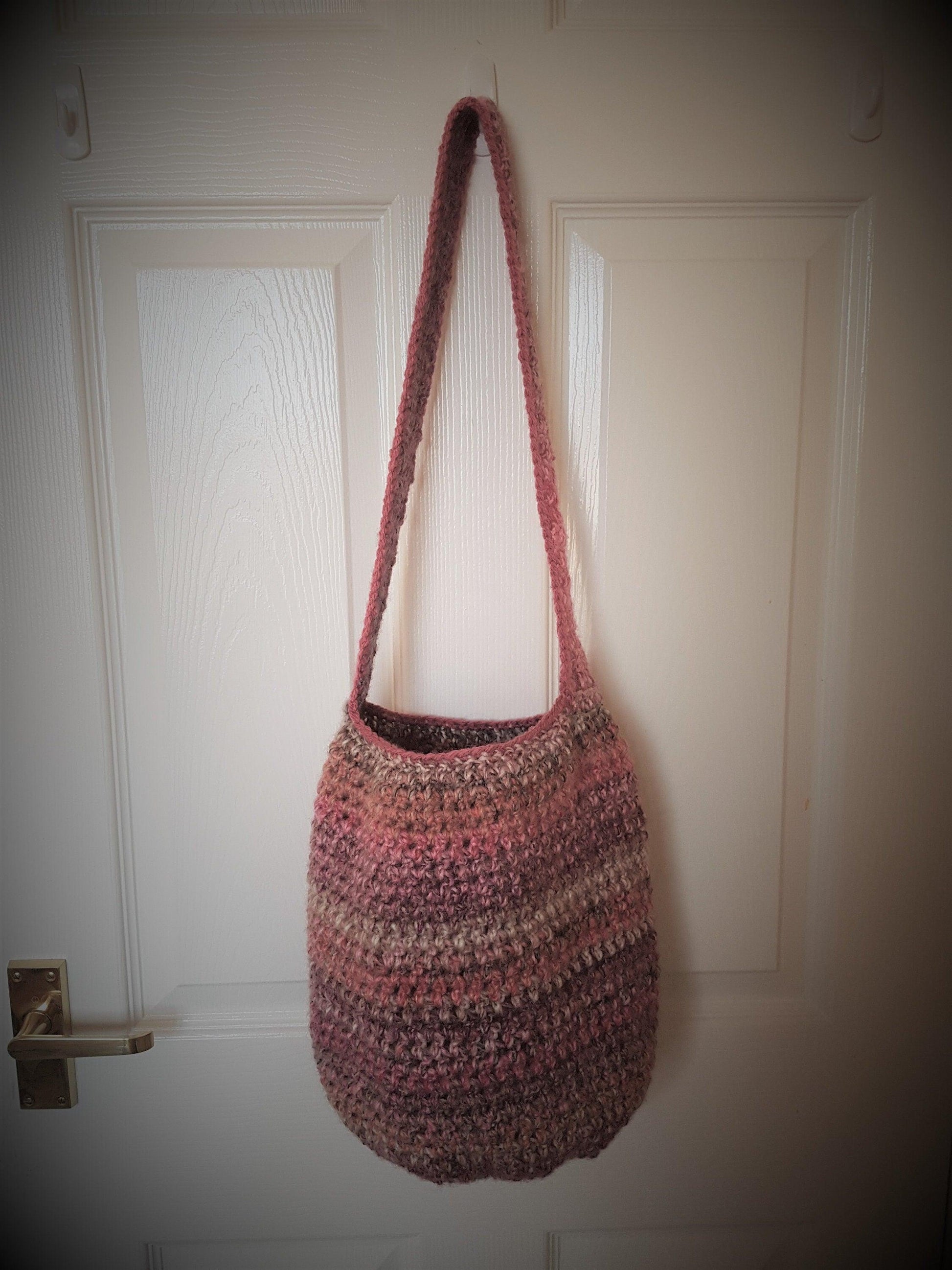 Pink crochet shopping bag - Thistleflat Crafts