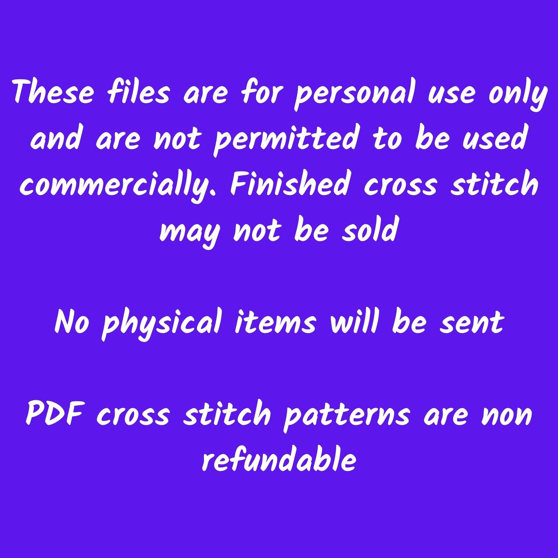 Cross stitch pattern pdf download, image shows instructions in the detail section of the post 